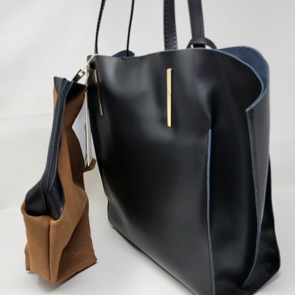 NWT TSD12 Black Leather Tote - Picture 2 of 5